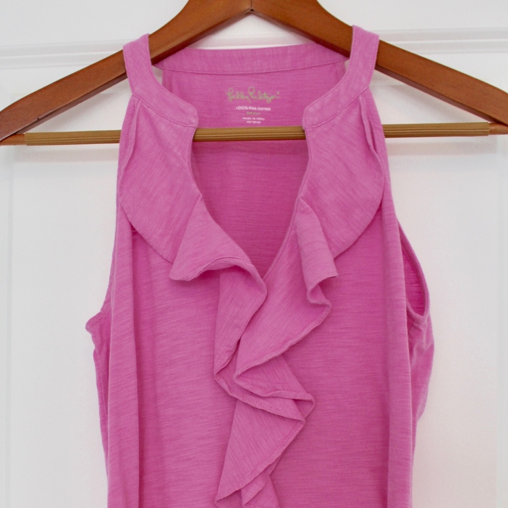 Lily Pulitzer Ruffle V-Neck Front Racerback Tank